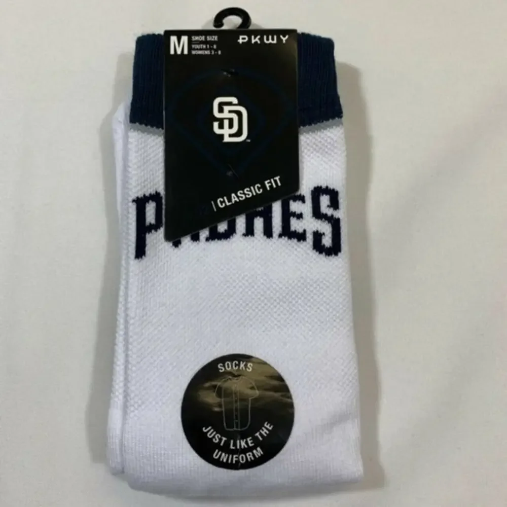 San Diego Padres PWKY Athletic Fit Socks Boy's‎ Size M Navy Blue Tatis Machado